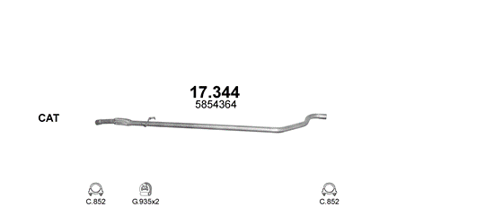 Skica izduvnog sistema za Alfa Romeo MiTo 1.3 MJTD, 2008–12/2011 · 2009–10/2018 Skica izduvnog sistema za Alfa Romeo MiTo 1.3 MJTD, 2008–12/2011 · 2009–10/2018
