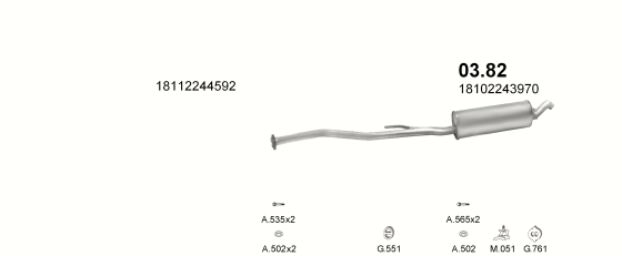 Skica izduvnog sistema za BMW Serija 5 E34 2.5 TD — 525d TD,TDS, 1992–3/1996