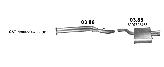 Skica izduvnog sistema za BMW Serija 5 E60 3.0 D — 535d, 2004–3/2010
