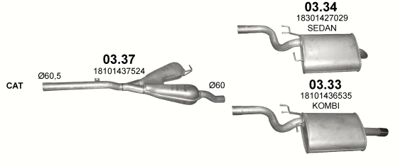 Skica izduvnog sistema za BMW Serija 5 E39 2.0 — 520i, 1995–9/1998 Skica izduvnog sistema za BMW Serija 5 E39 2.0 — 520i, 1995–9/1998