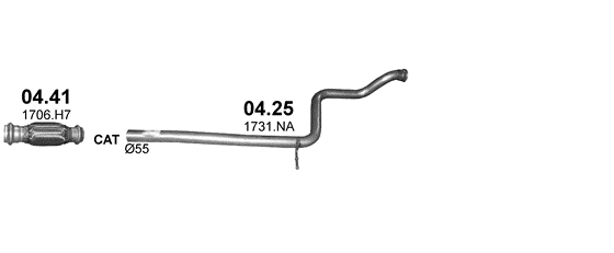 Skica izduvnog sistema za Citroen C4 Picasso 1.8 — 1.8i 16V, 2007–12/2009 Skica izduvnog sistema za Citroen C4 Picasso 1.8 — 1.8i 16V, 2007–12/2009