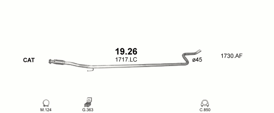 Skica izduvnog sistema za Citroen C3 Picasso 1.6 D — 1.6 HDi dizel, 2009–2011 Skica izduvnog sistema za Citroen C3 Picasso 1.6 D — 1.6 HDi dizel, 2009–2011