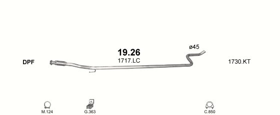 Skica izduvnog sistema za Citroen C3 Picasso 1.6 D — 1.6 HDi/e-HDI dizel, od 2010 Skica izduvnog sistema za Citroen C3 Picasso 1.6 D — 1.6 HDi/e-HDI dizel, od 2010