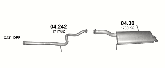 Skica izduvnog sistema za Citroen C4 Grand Picasso 2.0 D — 2.0 HDi dizel, 2006–8/2013