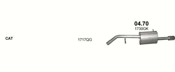 Skica izduvnog sistema za Citroen DS3 1.4 D — 1.4 e-HDi/HDi 8V, 2010–7/2015 Skica izduvnog sistema za Citroen DS3 1.4 D — 1.4 e-HDi/HDi 8V, 2010–7/2015