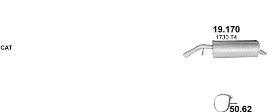 Skica izduvnog sistema za Citroen C3 Picasso 1.4 — 1.4 VTi 16V, 2009–12/2015 Skica izduvnog sistema za Citroen C3 Picasso 1.4 — 1.4 VTi 16V, 2009–12/2015