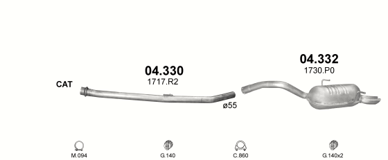 Skica izduvnog sistema za Citroen C8 2.2 D — 2.2 HDi dizel, 2002–9/2003 · 2003–12/2004 · 2004–9/2006 Skica izduvnog sistema za Citroen C8 2.2 D — 2.2 HDi dizel, 2002–9/2003 · 2003–12/2004 · 2004–9/2006