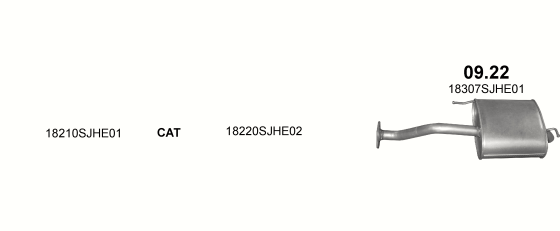 Skica izduvnog sistema za Honda FR-V 2.2 D — 2.2 i-CTDi dizel 16V, 2005–12/2009