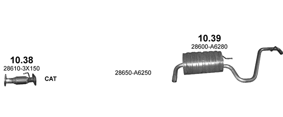 Skica izduvnog sistema za Hyundai i30 1.6 — 1.6 GDi, 2012–12/2016 Skica izduvnog sistema za Hyundai i30 1.6 — 1.6 GDi, 2012–12/2016