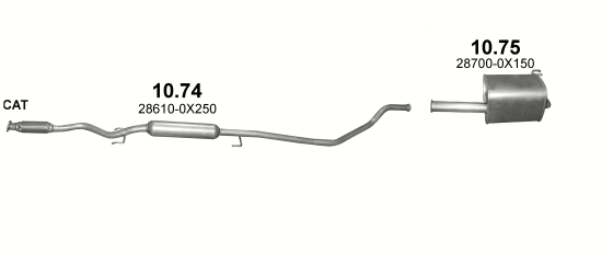 Skica izduvnog sistema za Hyundai i10 1.1 — 1.1i, 2007–3/2011