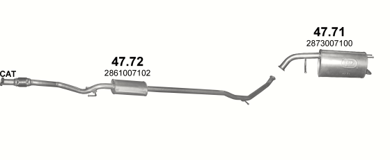 Skica izduvnog sistema za Kia Picanto I 1.0, 2004–4/2007 · 2007–4/2011 Skica izduvnog sistema za Kia Picanto I 1.0, 2004–4/2007 · 2007–4/2011