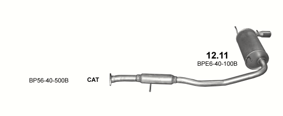 Skica izduvnog sistema za Mazda MX-5 1.6 — 1.6i 16V, 1994–1/1998 Skica izduvnog sistema za Mazda MX-5 1.6 — 1.6i 16V, 1994–1/1998
