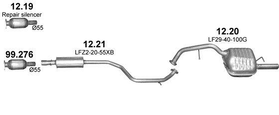 Skica izduvnog sistema za Mazda 5 1.8 — 1.8i 16V, 2005–5/2010 Skica izduvnog sistema za Mazda 5 1.8 — 1.8i 16V, 2005–5/2010