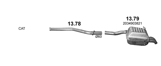 Skica izduvnog sistema za Mercedes-Benz C220 CL203 2.1 CDI, 2000–2/2004, kupe