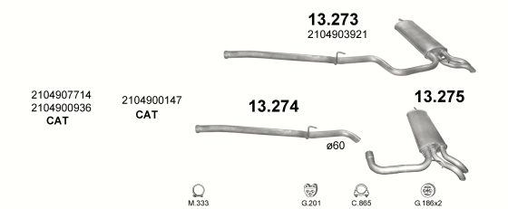 Skica izduvnog sistema za Mercedes-Benz E220 T210 2.2 CDI, 1998–4/2003, SW / karavan Skica izduvnog sistema za Mercedes-Benz E220 T210 2.2 CDI, 1998–4/2003, SW / karavan
