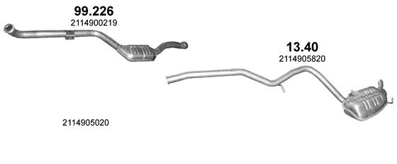 Skica izduvnog sistema za Mercedes-Benz E220 T211 2.2 CDI, 2003–9/2009, SW / karavan Skica izduvnog sistema za Mercedes-Benz E220 T211 2.2 CDI, 2003–9/2009, SW / karavan