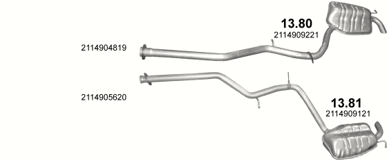 Skica izduvnog sistema za Mercedes-Benz E320T S211 3.0 CDI, 2005–7/2009, SW / karavan