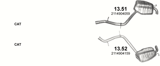 Skica izduvnog sistema za Mercedes-Benz E320T S211 3.2 benzin, 2003–7/2009, SW / karavan