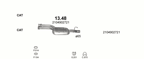 Skica izduvnog sistema za Mercedes-Benz E430 S210 4.3 benzin, 1997–3/2003, SW / karavan