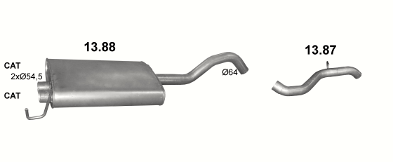 Skica izduvnog sistema za Mercedes-Benz ML350 W163 3.7 benzin, 2002–6/2005, SUV / terenac
