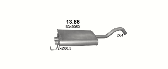Skica izduvnog sistema za Mercedes-Benz ML400 W163 4.0 CDI, 2001–6/2005, SUV / terenac Skica izduvnog sistema za Mercedes-Benz ML400 W163 4.0 CDI, 2001–6/2005, SUV / terenac
