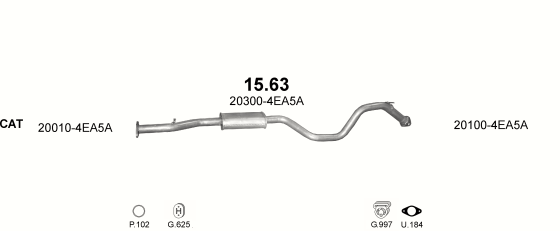 Skica izduvnog sistema za Nissan Qashqai 1.2 — 1.2 DIG-T 2WD, 2013–4/2017