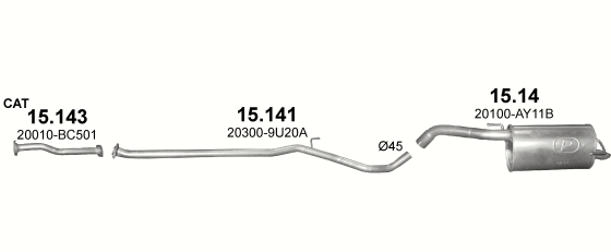 Skica izduvnog sistema za Nissan Note 1.5 D — 1.5 dCi dizel, 2006–4/2009 Skica izduvnog sistema za Nissan Note 1.5 D — 1.5 dCi dizel, 2006–4/2009