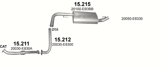 Skica izduvnog sistema za Nissan Pathfinder 2.5 D — 2.5 dCi, 2005–5/2007 Skica izduvnog sistema za Nissan Pathfinder 2.5 D — 2.5 dCi, 2005–5/2007