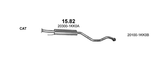 Skica izduvnog sistema za Nissan Juke 1.6 — 1.6i DIG-T, 2010–2018 Skica izduvnog sistema za Nissan Juke 1.6 — 1.6i DIG-T, 2010–2018