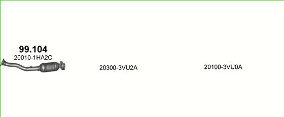 Skica izduvnog sistema za Nissan Note 1.2 — 1.2i 12V, od 2013 Skica izduvnog sistema za Nissan Note 1.2 — 1.2i 12V, od 2013
