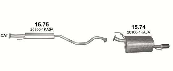 Skica izduvnog sistema za Nissan Juke 1.6 — 1.6i 2WD, 2010–5/2014 Skica izduvnog sistema za Nissan Juke 1.6 — 1.6i 2WD, 2010–5/2014