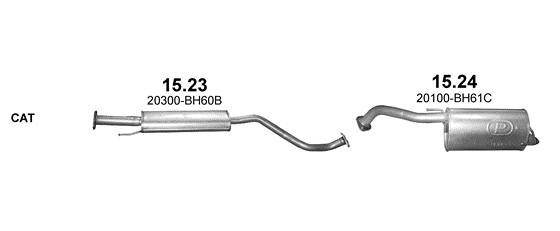 Skica izduvnog sistema za Nissan Note 1.6 — 1.6i 16V, 2009–1/2013 Skica izduvnog sistema za Nissan Note 1.6 — 1.6i 16V, 2009–1/2013