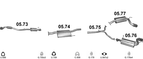 Skica izduvnog sistema za Opel Antara 2.2 D — 2.2 CDTi, 2010–12/2015 Skica izduvnog sistema za Opel Antara 2.2 D — 2.2 CDTi, 2010–12/2015