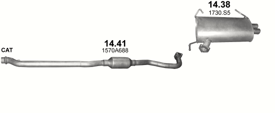 Skica izduvnog sistema za Peugeot 4007 2.2 HDi, 2007–3/2013