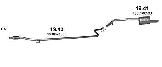 Skica izduvnog sistema za Peugeot 301 1.6 HDi, 2012–12/2013