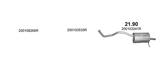 Skica izduvnog sistema za Renault Clio IV 0.9 TCe, od 2012, hečbek / SW / karavan Skica izduvnog sistema za Renault Clio IV 0.9 TCe, od 2012, hečbek / SW / karavan