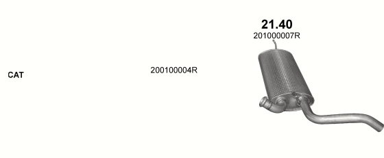 Skica izduvnog sistema za Renault Laguna III 1.5 dCi, 2007–12/2015, liftbek / SW / karavan Skica izduvnog sistema za Renault Laguna III 1.5 dCi, 2007–12/2015, liftbek / SW / karavan
