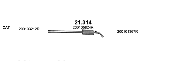 Skica izduvnog sistema za Renault Megane III 1.2 TCe, 2012–8/2015, hečbek / SW / karavan Skica izduvnog sistema za Renault Megane III 1.2 TCe, 2012–8/2015, hečbek / SW / karavan