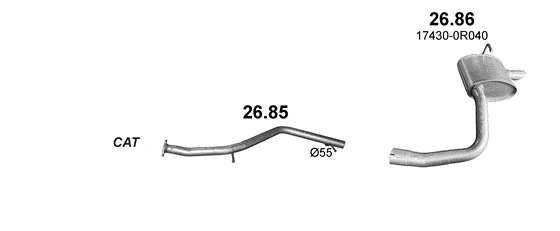 Skica izduvnog sistema za Toyota Auris 2.2 D, 2007–6/2013, hečbek Skica izduvnog sistema za Toyota Auris 2.2 D, 2007–6/2013, hečbek