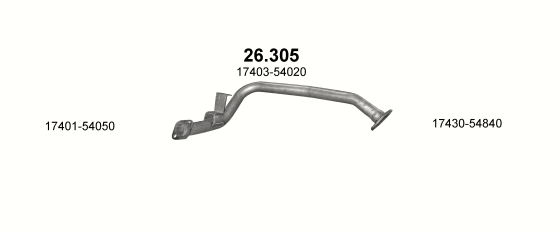 Skica izduvnog sistema za Toyota Land Cruiser 2.4 D, 1988–1/1990, SUV / terenac