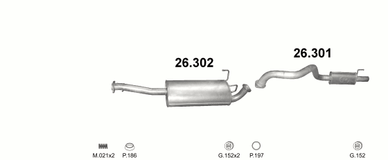 Skica izduvnog sistema za Toyota Land Cruiser 3.4, 1996–2002, SUV / terenac