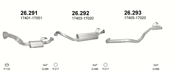 Skica izduvnog sistema za Toyota Land Cruiser 4.2 D, 1990–1998, SUV / terenac