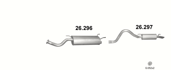 Skica izduvnog sistema za Toyota Land Cruiser 4.2 D, 1998–2007, SUV / terenac