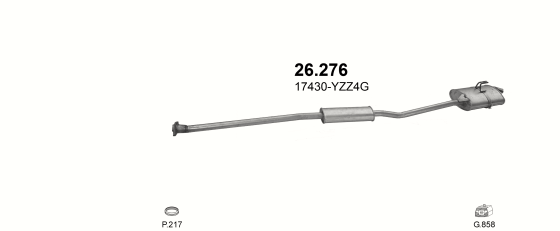 Skica izduvnog sistema za Toyota Picnic 2.0, 1997–5/2000, monovolumen
