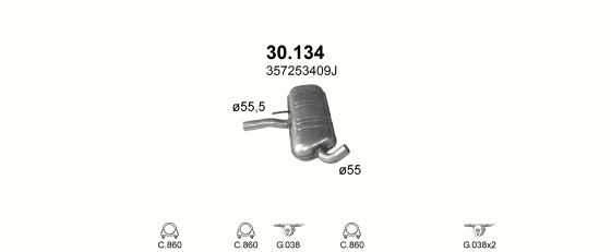Skica izduvnog sistema za Volkswagen Passat 2.8, 1991–10/1993, sedan / limuzina / SW / karavan Skica izduvnog sistema za Volkswagen Passat 2.8, 1991–10/1993, sedan / limuzina / SW / karavan