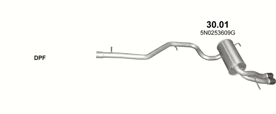 Skica izduvnog sistema za Volkswagen Tiguan 2.0 D, 2007–2016 · 2008–2016, SUV / terenac Skica izduvnog sistema za Volkswagen Tiguan 2.0 D, 2007–2016 · 2008–2016, SUV / terenac